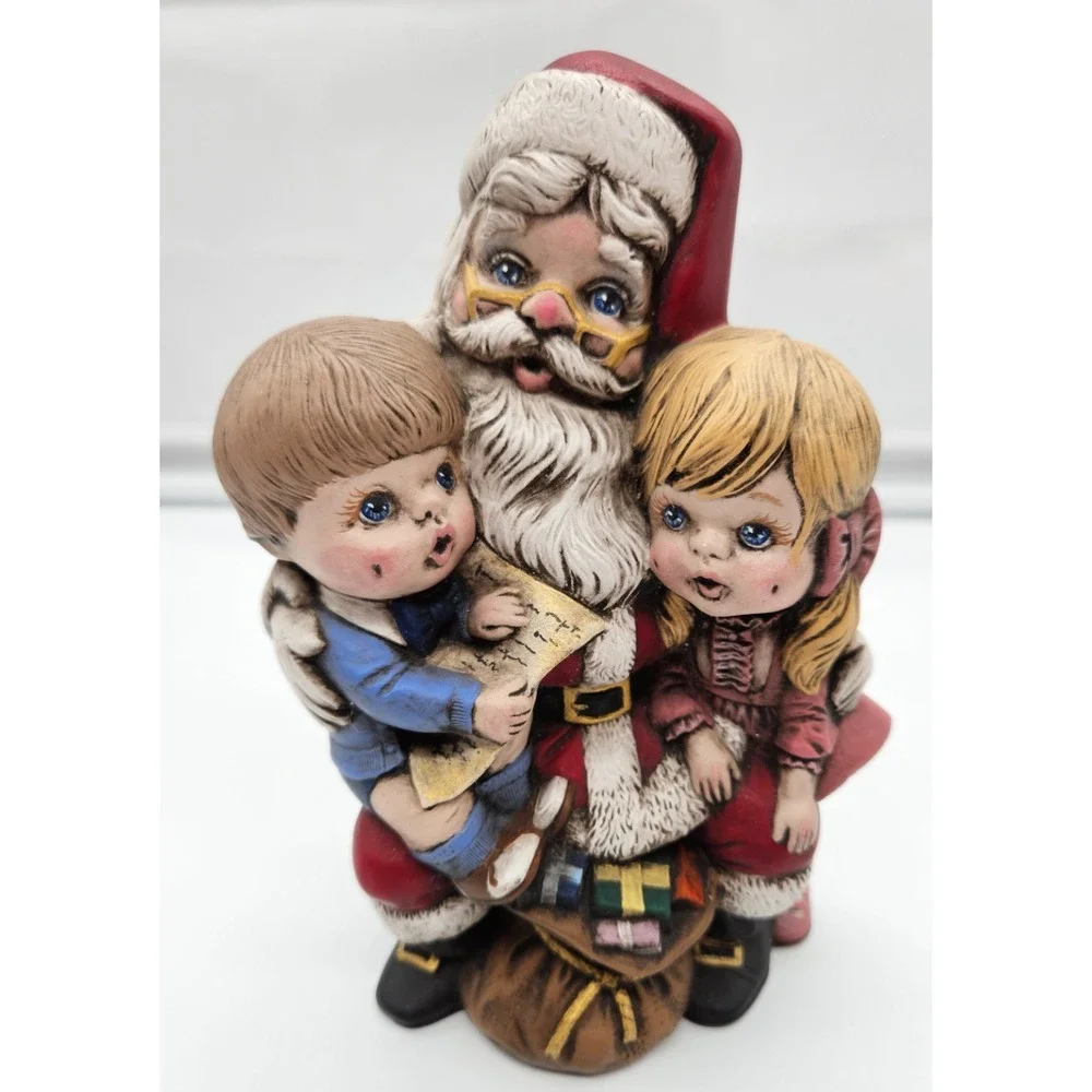 Vintage Ceramic Santa Claus Holding Children Christmas‎ Figurine 1993
